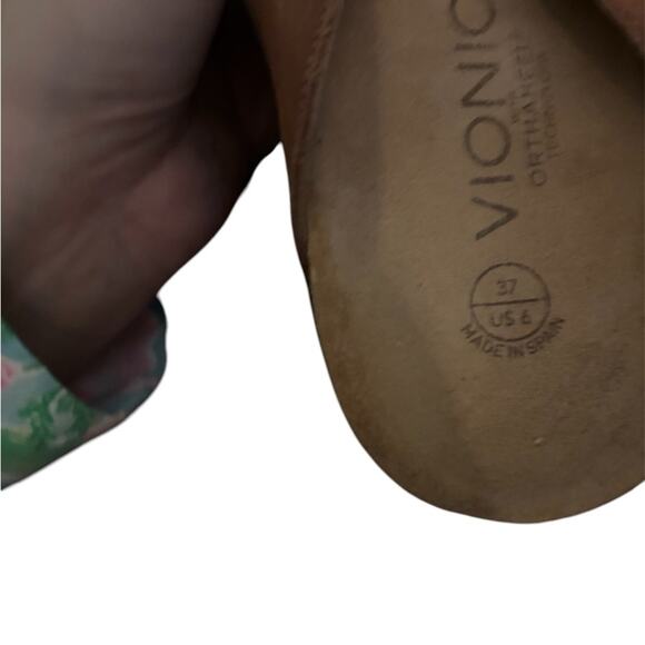 Vionic Rosario Sz6 Orthaheel  Spain Tan Leather Comfort Slides Sandals Shoes - Picture 5 of 8